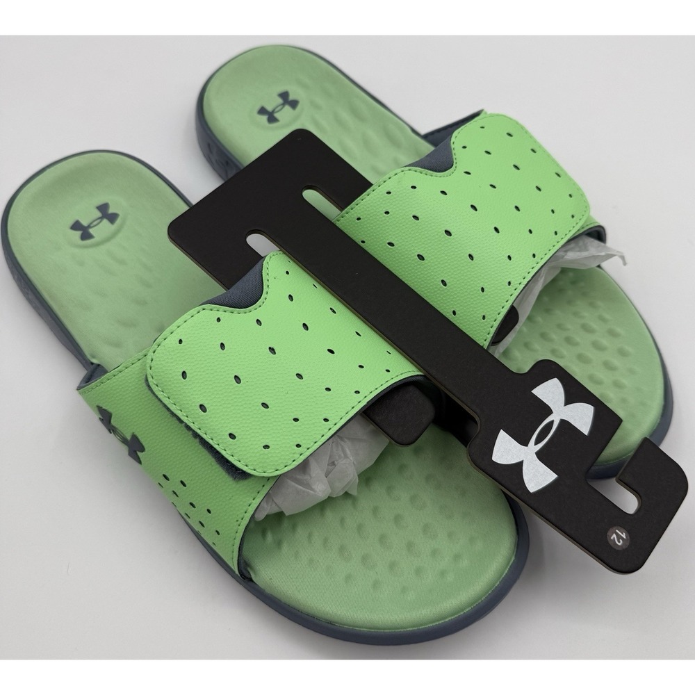 Under Armour Women's Ignite Pro Slides, Matrix‎ Green/Gravel/Gray - Size 12 US